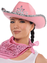 Adult Ladies Hat Cowgirl Rhinestone Pink