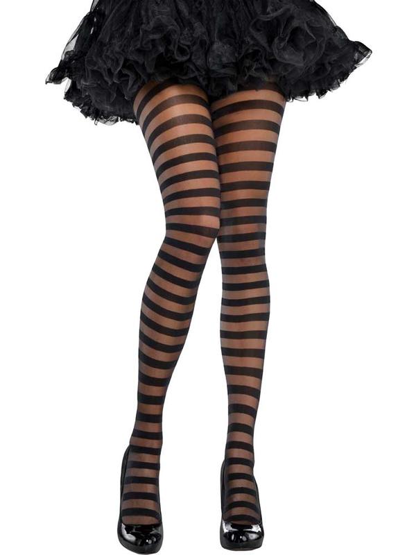 Adult Black Candy Stripe Tights