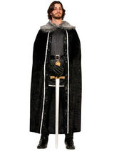 Faux Fur Trimmed Cape Black