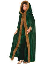 Faux Fur Trimmed Cape Green