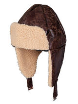Adult Mens Aviator Hat With Faux Sheepskin