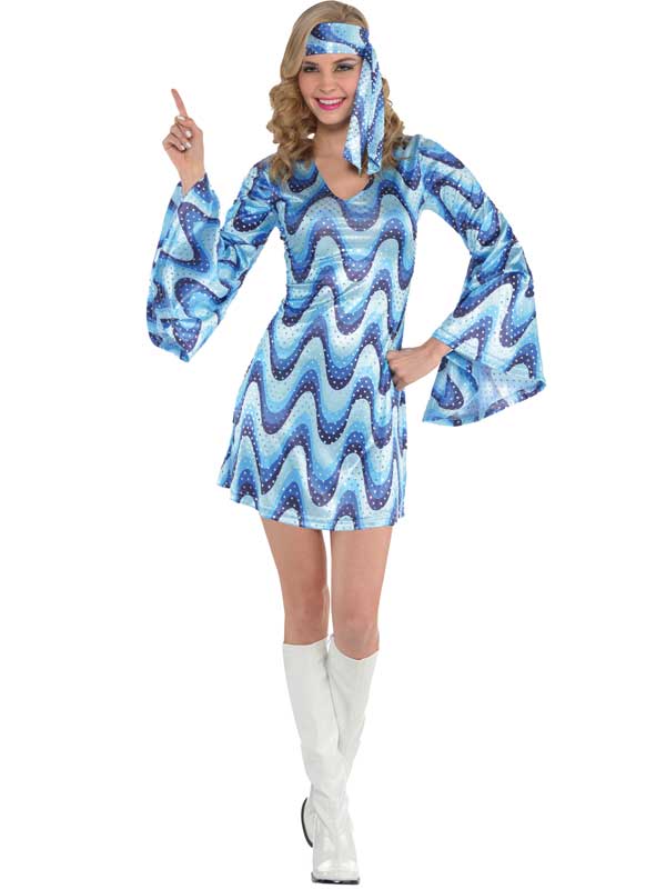 Amscan Disco Lady 60s 70s 80s Hippie Ladies Fancy Dress Costume Size 10-12  for sale online | eBay