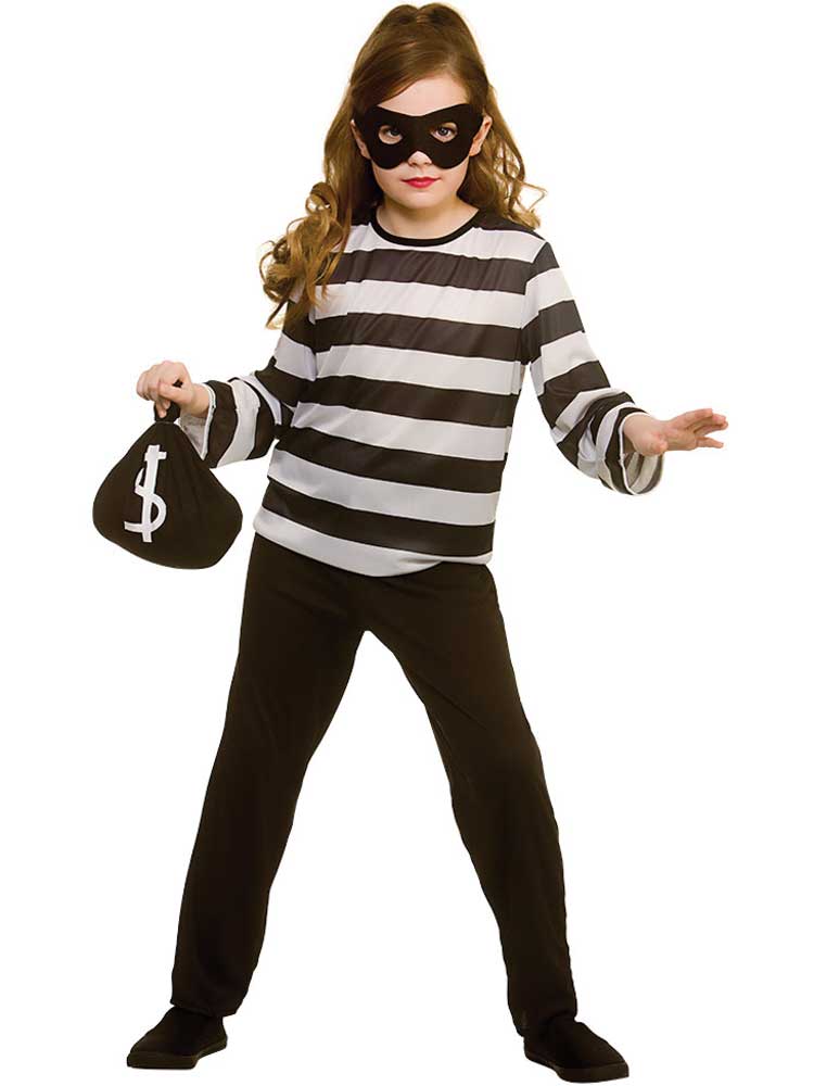 Sneaky Robber Kid Fancy Dress Inmate Criminal Prisoner Boys Girls
