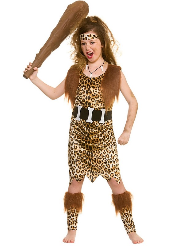 Girls Cavegirl Fancy Dress Costume Cave Stone Age Kids Tarzan Jungle 5