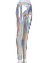 Ladies Silver Laser Effect Leggings