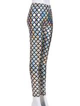 Ladies Scale Print Silver Laser Effect Leggings