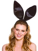 Adult Satin Bunny Ears - Black