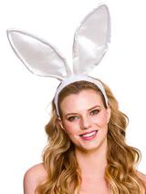 Adult Satin Bunny Ears - White