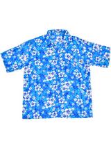 Adult Blue Hawaiian Shirt - White Flowers