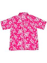 Adult Pink Hawaiian Shirt - White Flowers