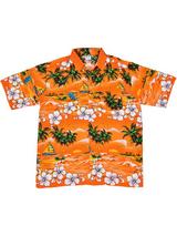 Adult Orange Hawaiian Shirt - Palm Trees