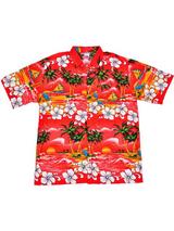 Adult Red Hawaiian Shirt - Palm Trees