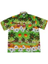Adult Green Hawaiian Shirt - Beetle Cars