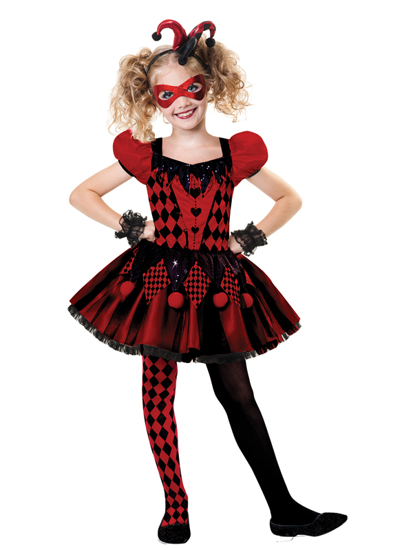 Teen Girls Harlequin Honey Jester Clown Halloween Fancy Dress Costume 6 ...