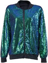 Green Sequin Bomber Jacket