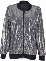 Silver Sequin Bomber Jacket
