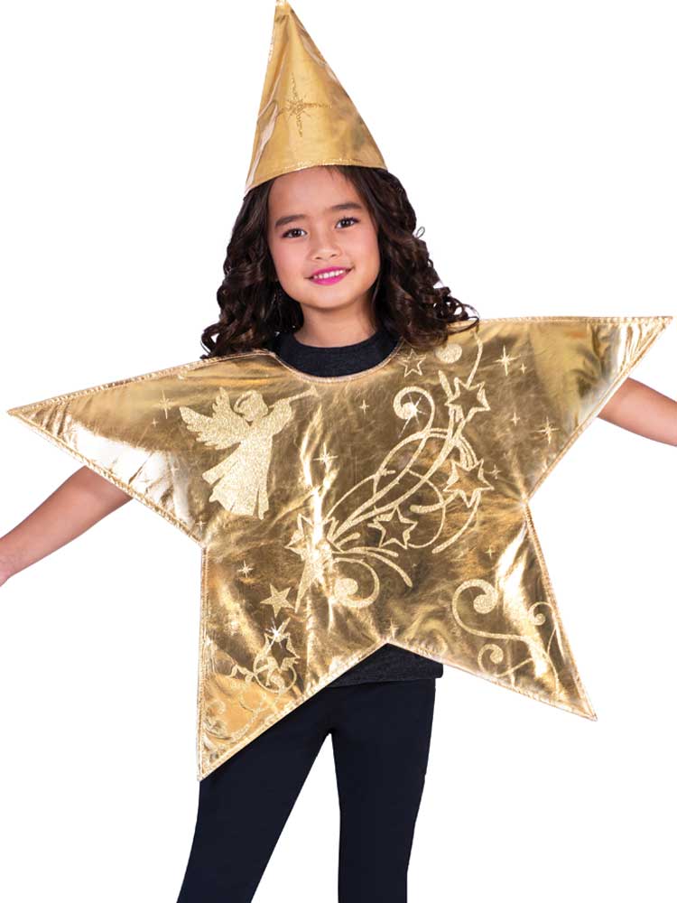 Childrens 38 Yrs Christmas Nativity Gold North Star Tabard Fancy Dress