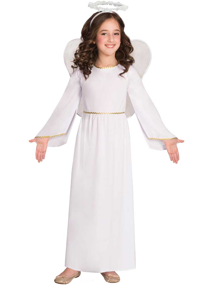 Child Nativity Angel Gabriel Fancy Dress Costume Christmas Girls Kids