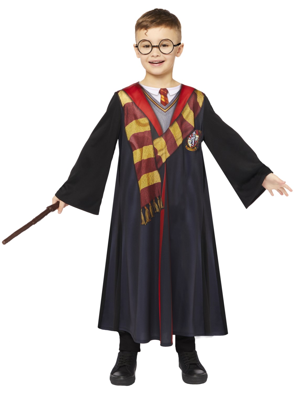 Boys Harry Potter Deluxe Gryffindor Robe Kit Fancy Dress Wizard Costume ...