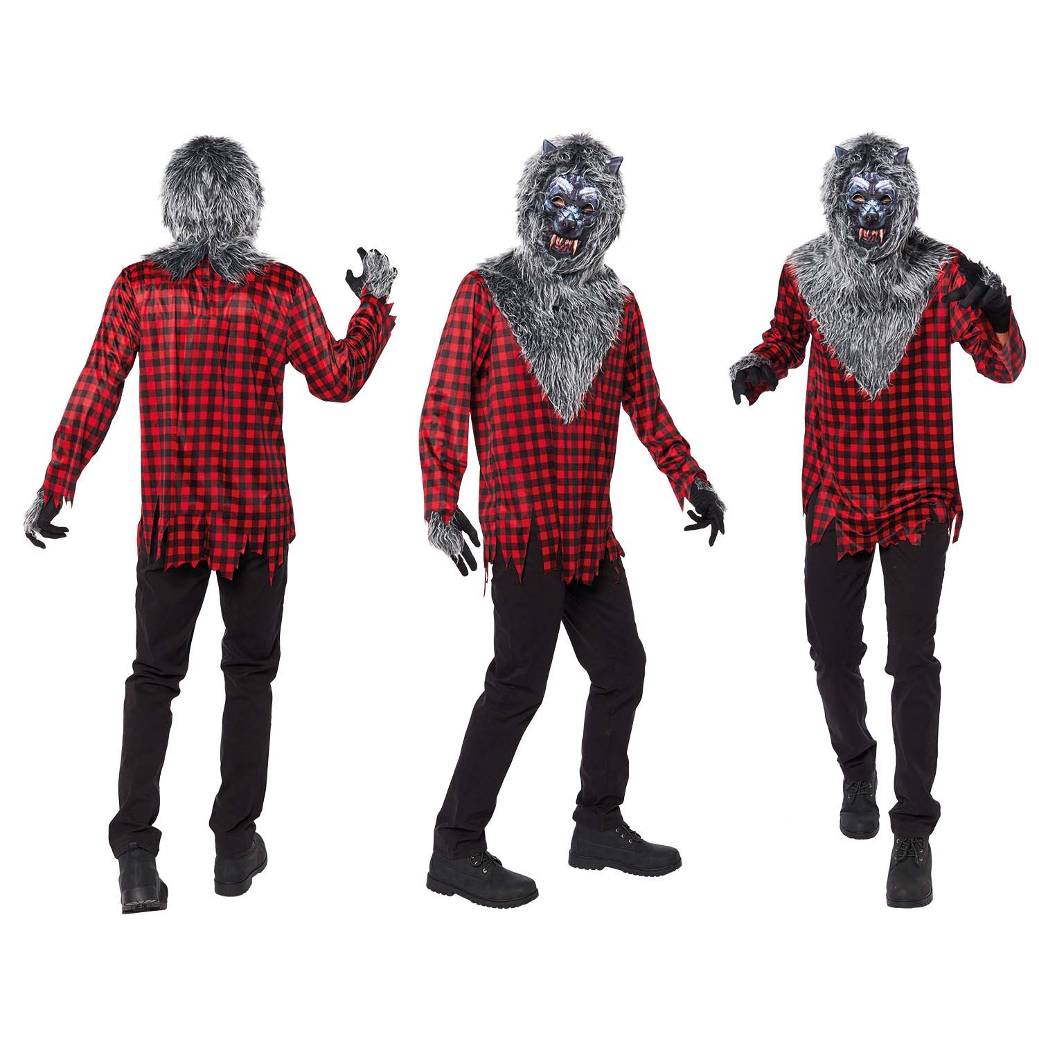 Adults Hungry Howler Fancy Dress Werewolf Costume Creepy Halloween Wolf ...