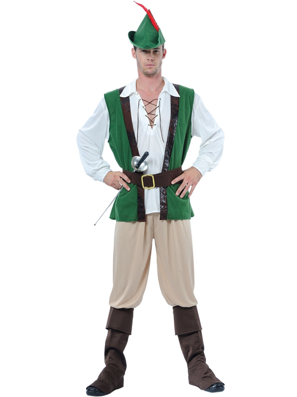 Adult Mens Robin Hood Medieval Peter Pan Fancy Dress Costume Outfit ...