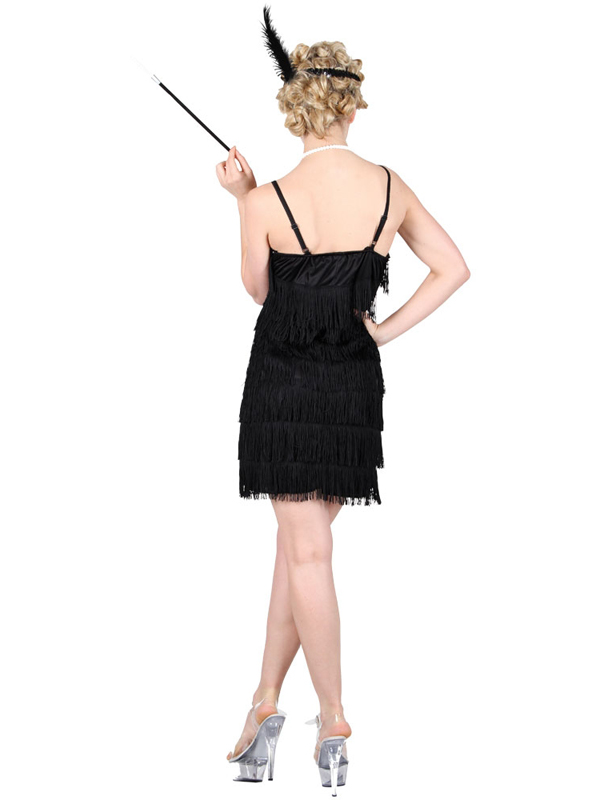 WOMAN/'S BLACK SHOWTIME FLAPPER EVENING PARTY DRESS FANCY DRESS 1920S CHARLESTON