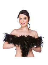Black Silver Feather Boa
