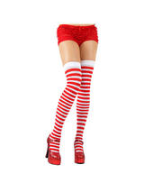 Red White Candy Stripe Thigh High Stockings