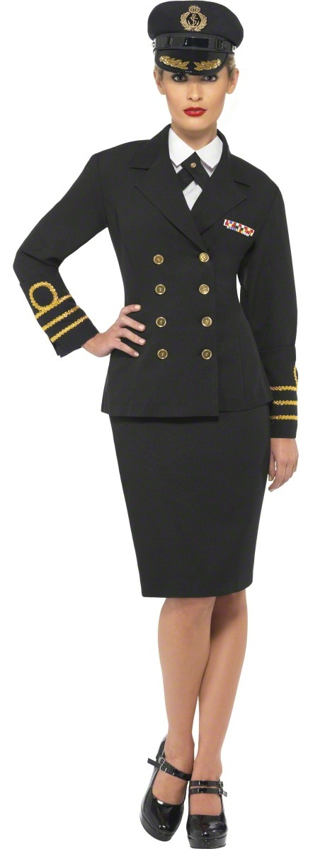 Adult Navy Officer Fancy Dress Costume Army Marine WW2 Ladies Womens Female