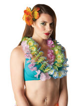Purple White Hawaiian Flower Lei