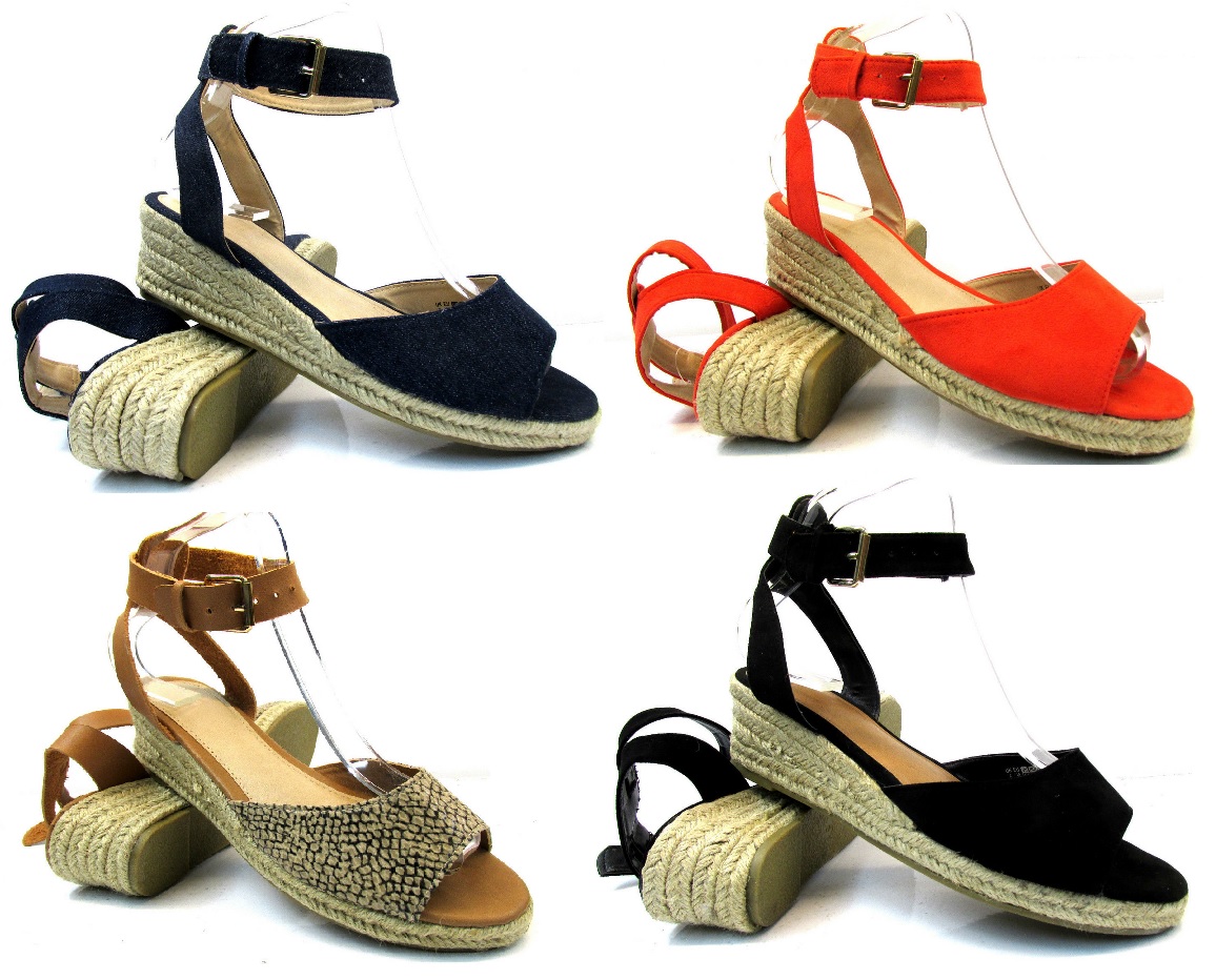 WOMENS NEW FLAT LOW WEDGE HEEL 