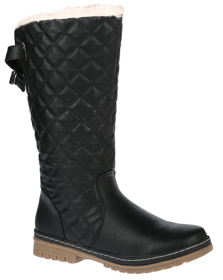 LADIES SNOW BOOT FAUX FUR LINNED MID CALF WINTER GRIP SOLE QUILTED WARM BOOTS SZ