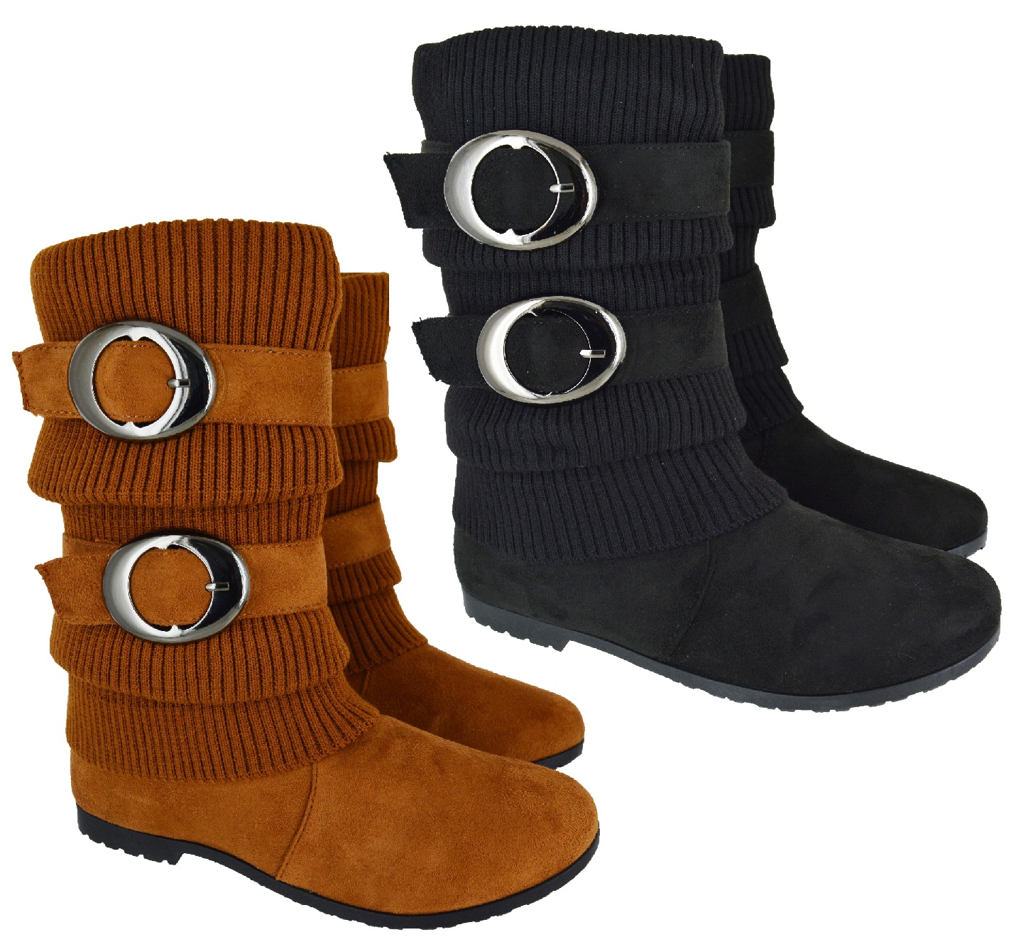 low calf buckle boots