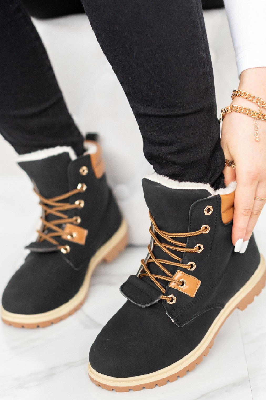 womens fur lined lace up ankle boots