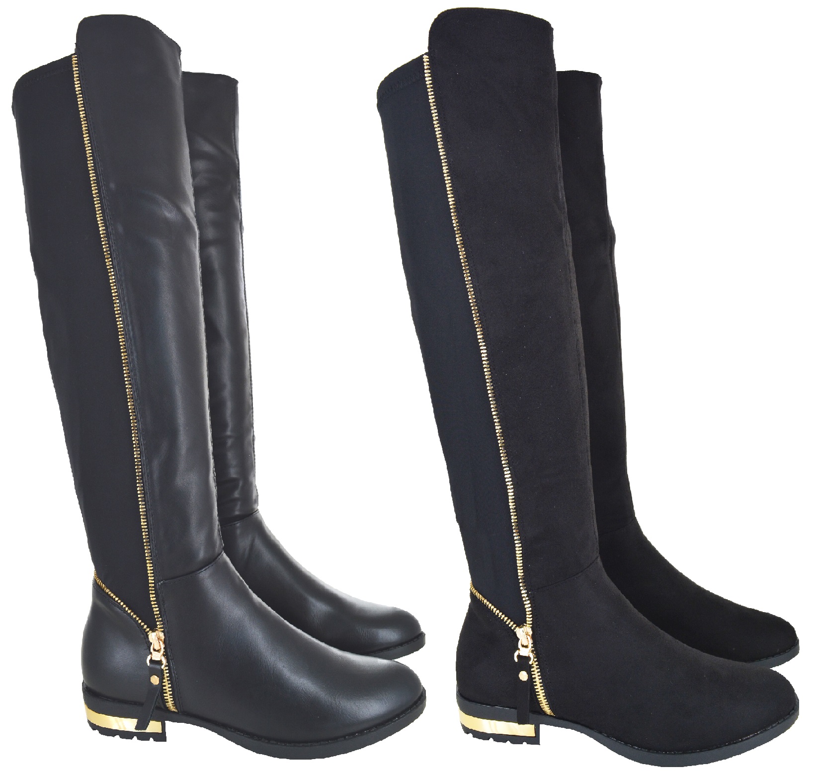 ladies black knee boots
