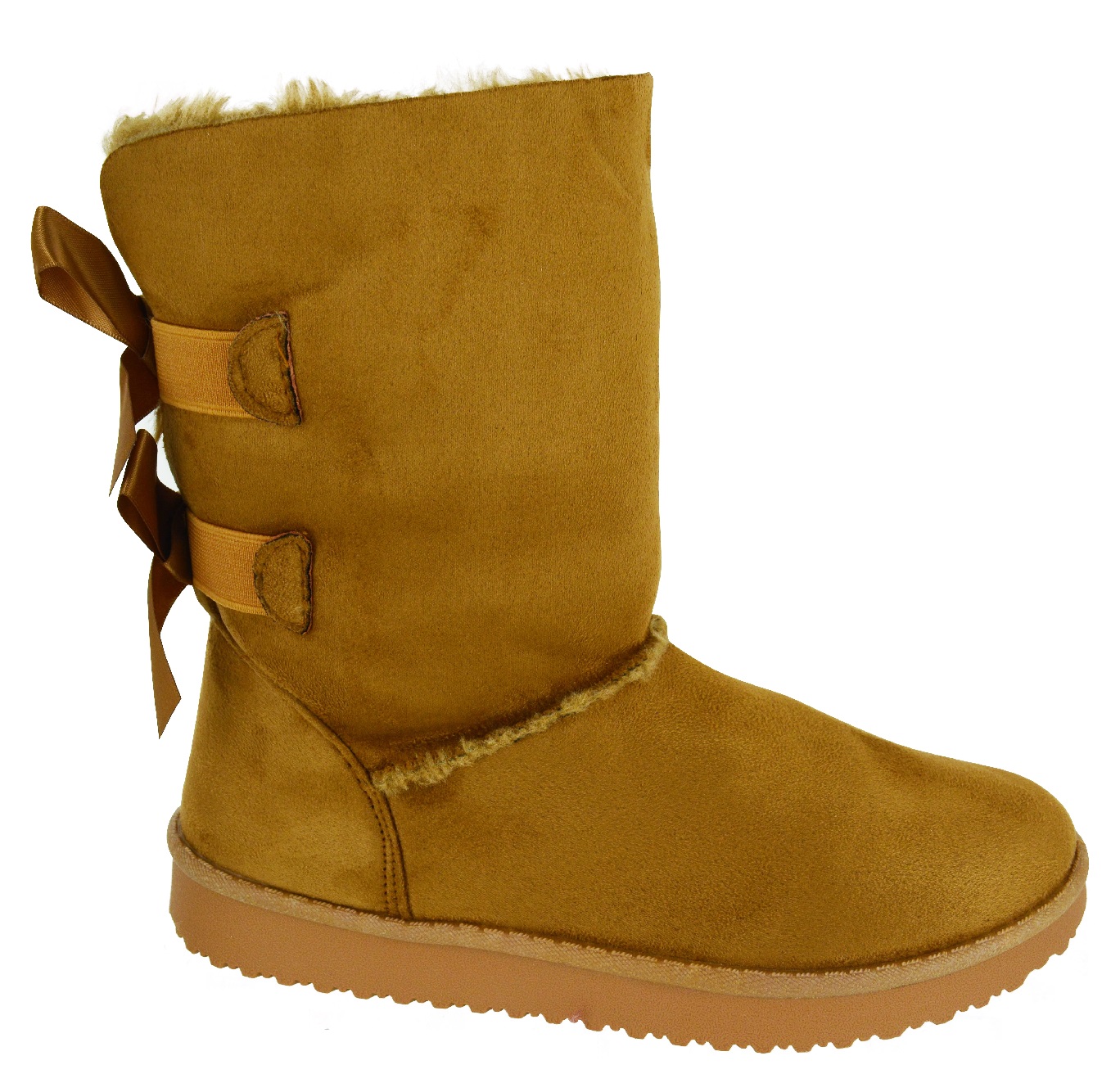 casual bow short fur boots