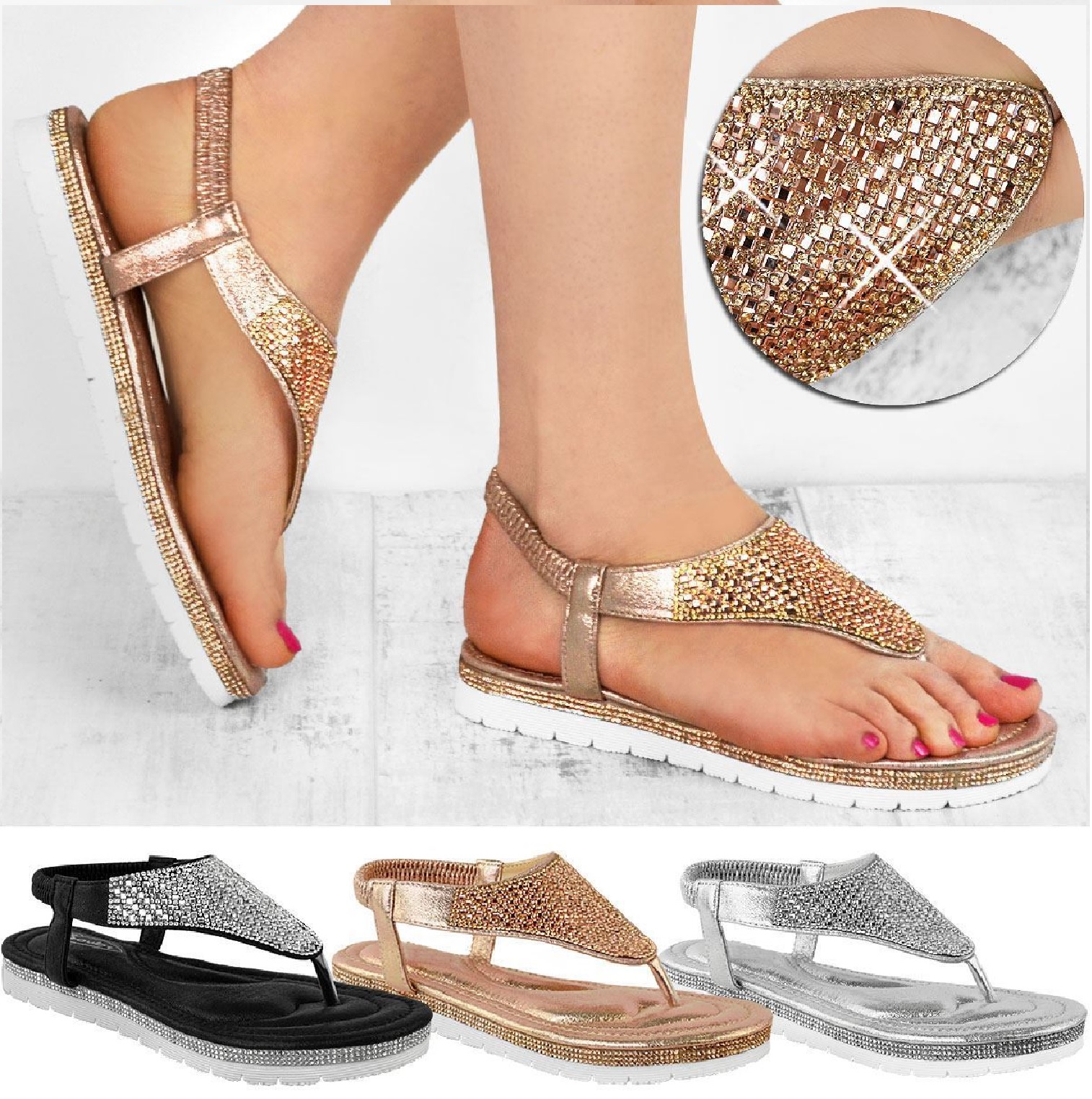 diamante platform sandals