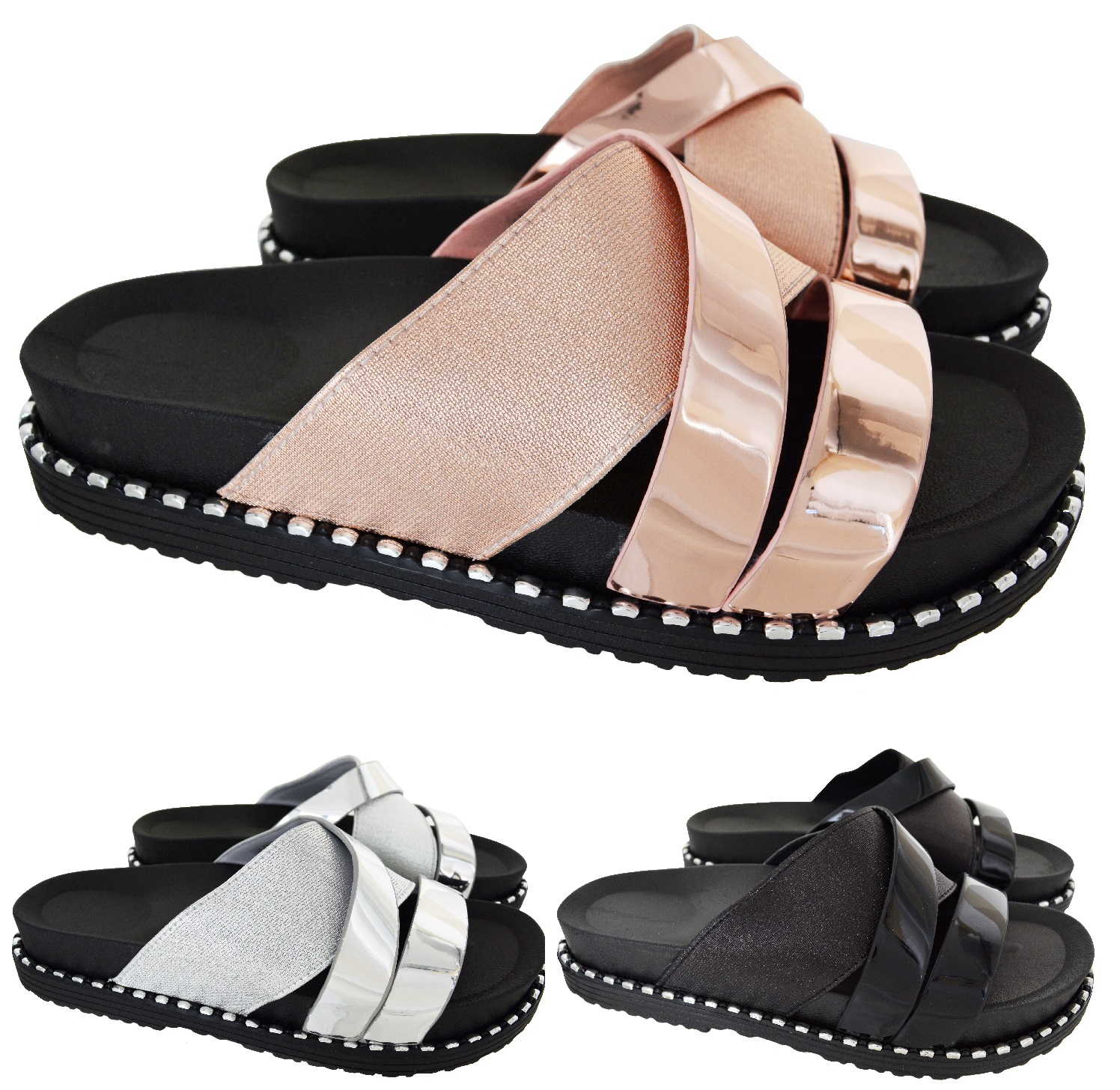ladies studded sliders