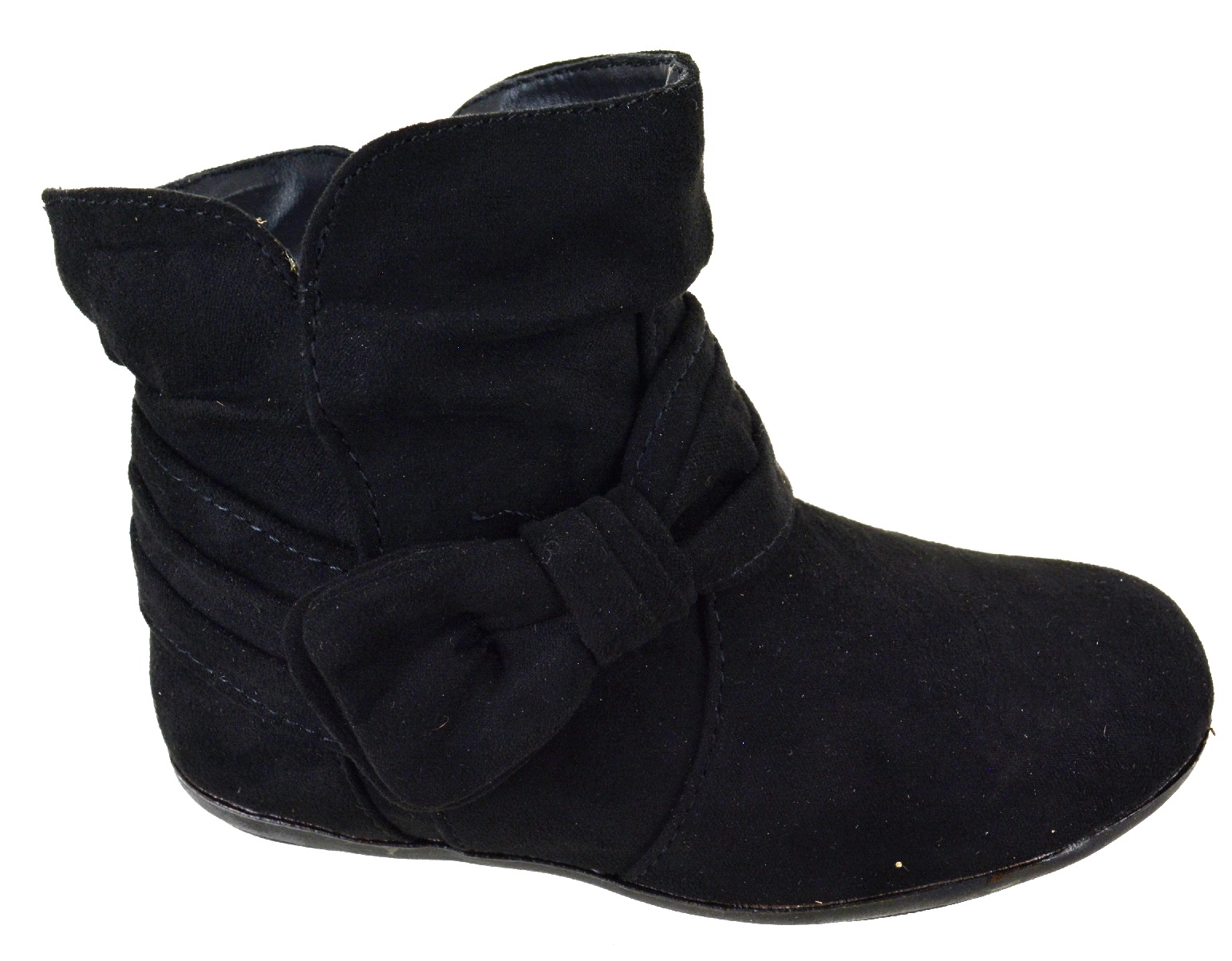 Details about KIDS GIRLS CHILDREN BLACK SLIP ON ANKLE FAUX SUEDE SCHOOL BOOTS SHOES SIZE 5,11