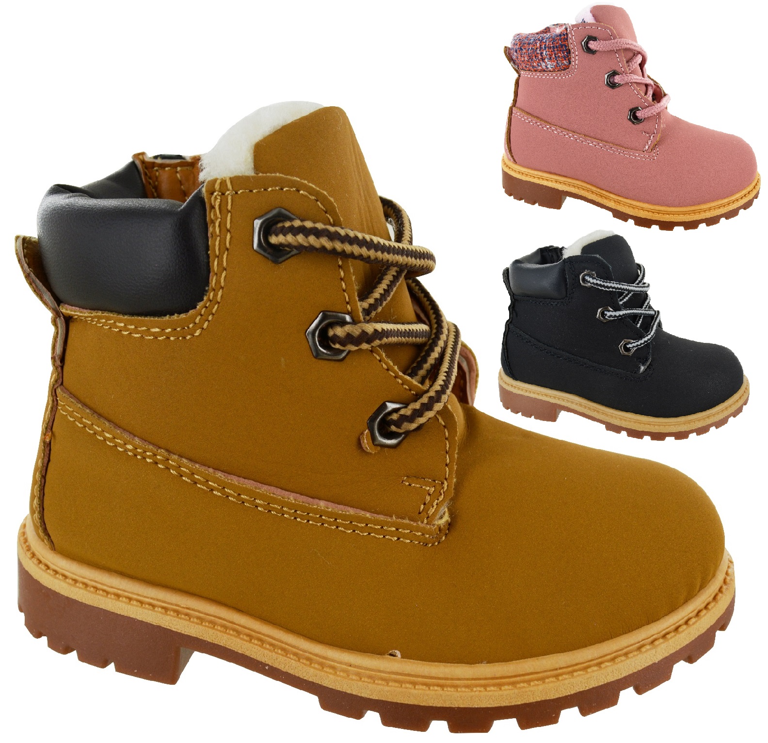 CHILDRENS WINTER COMFY COMBAT ANKLE TRAINERS KIDS BOYS UNISEX WINTER BOOTS SHOES
