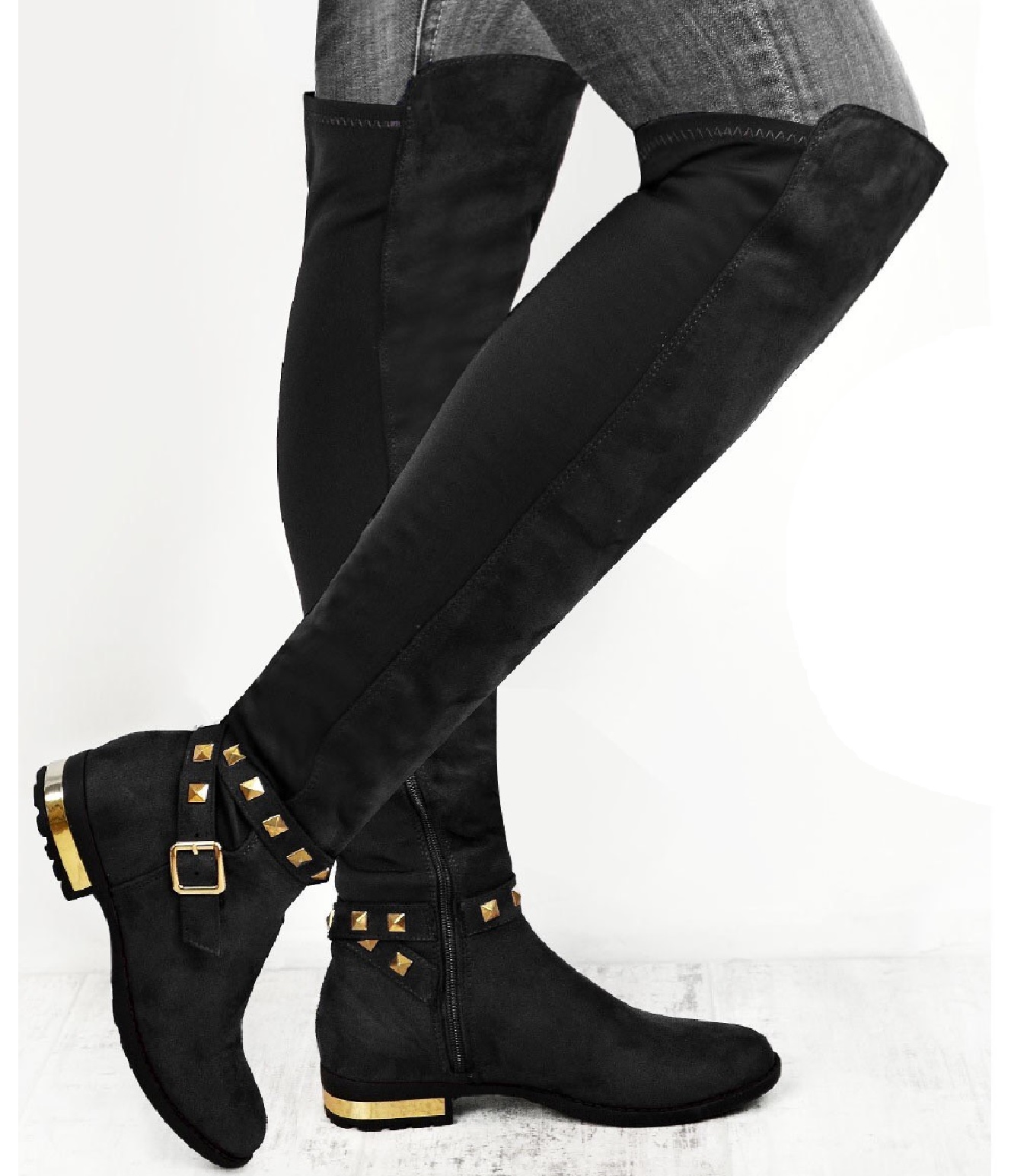 flat boots with studs