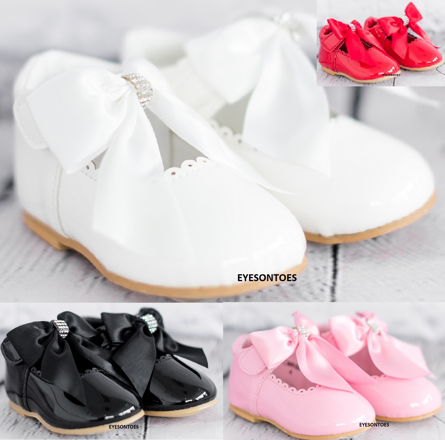 NEW GIRLS BABY KIDS WEDDING TOODLER PARTY PATENT BOW KIDS SPANISH SHOES