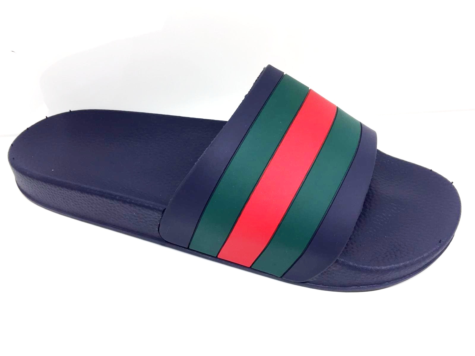 LADIES BEACH SUMMER HOLIDAY COMFY DESIGNER STYLE STRIPE SLIDERS WOMEN SHOES SIZE
