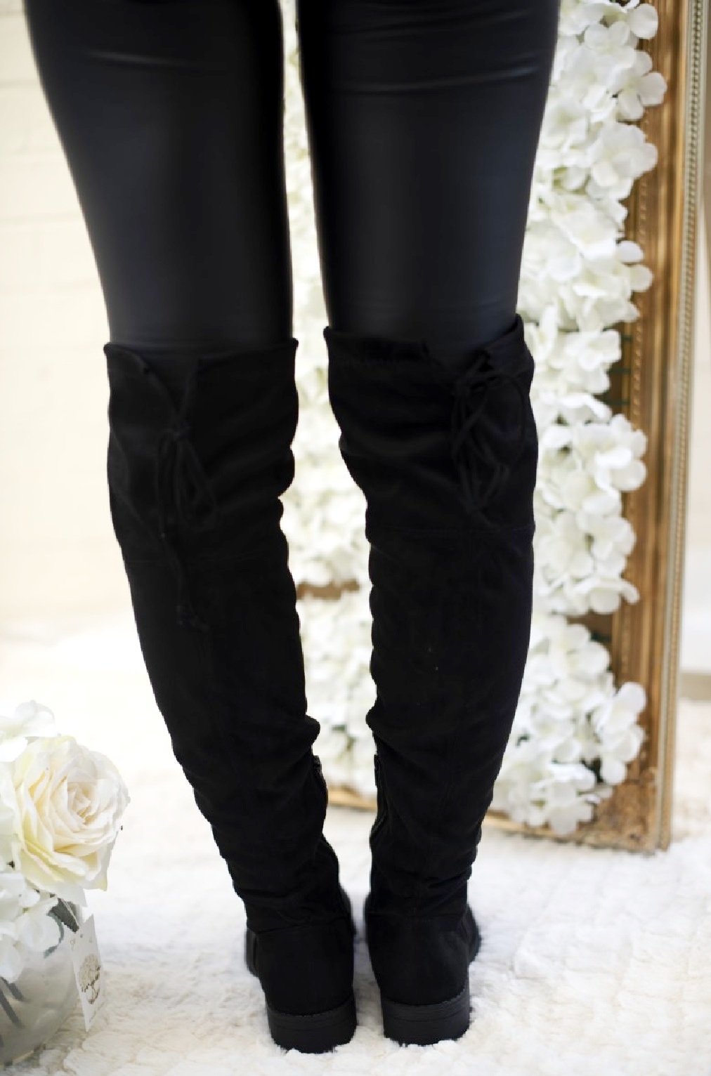 LADIES WOMENS FLAT HEEL OVER THE KNEE HIGH LONG FAUX SUEDE ZIP THIGH