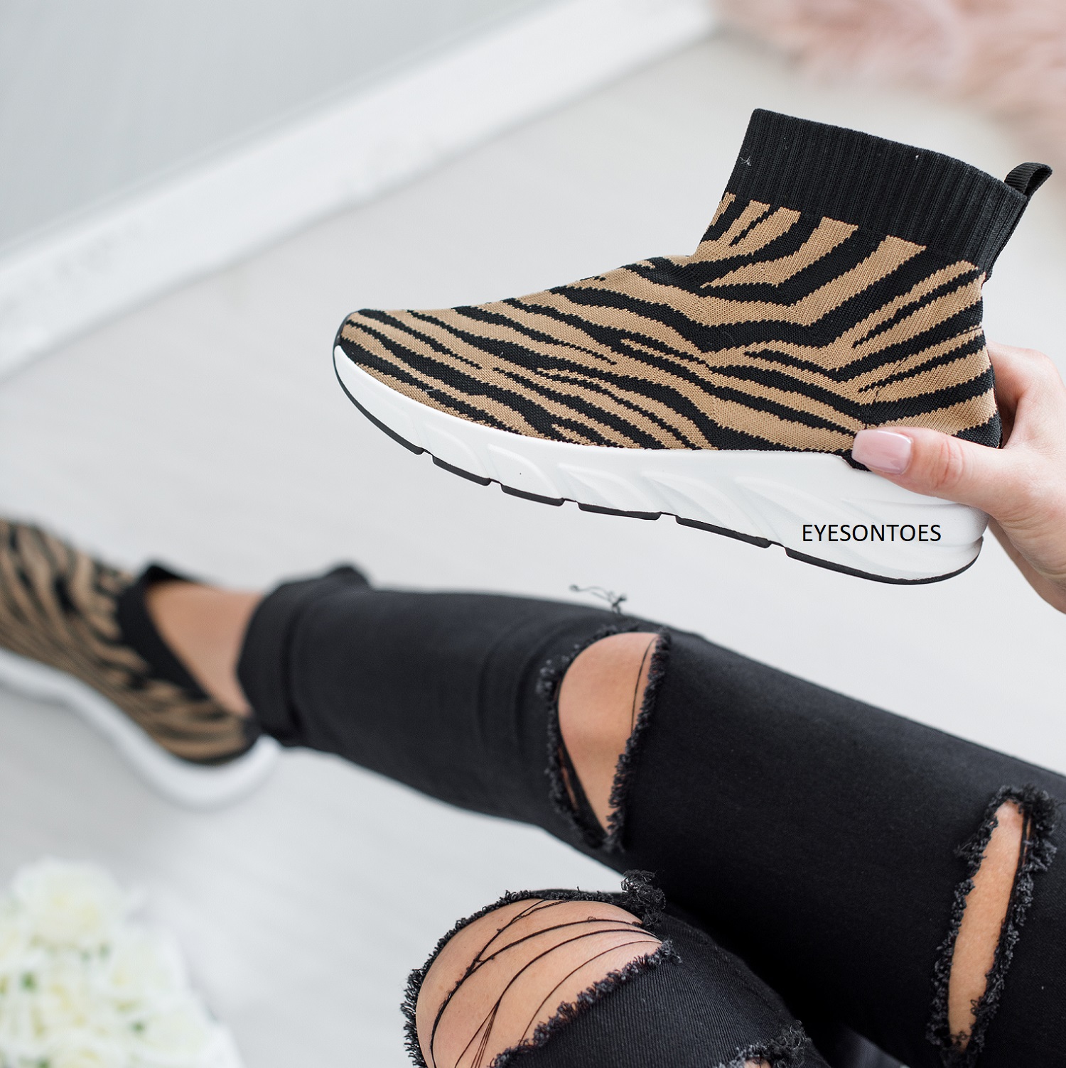 Femme Femmes Lacets Tricot Chaussette Baskets Baskets UK 3-8 Femme Femmes Lacets Tricot Chaussette Baskets Baskets UK 3-8