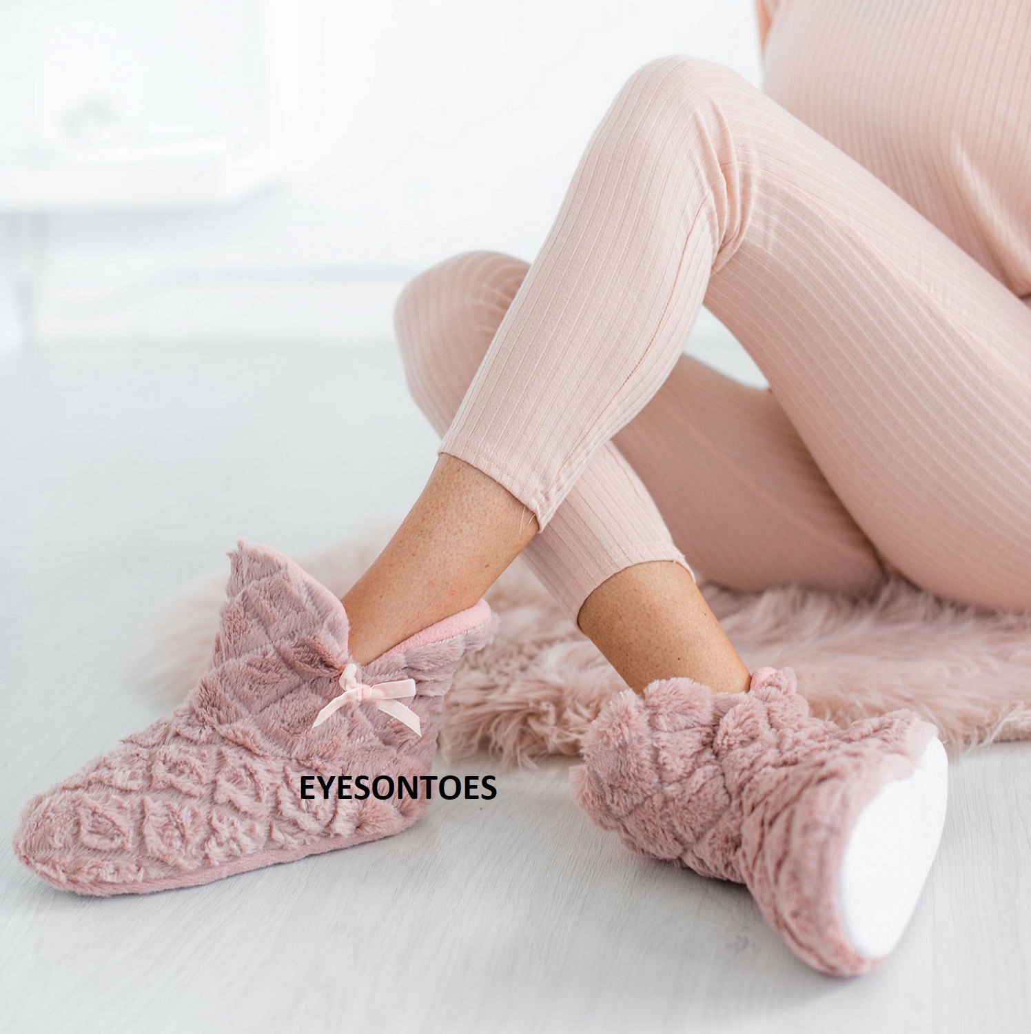 LADIES WINTER WARM INDOOR SOFT BOOTIE SLIPPERS WOMENS ANKLE BOOT SHOES SIZE 3-8 