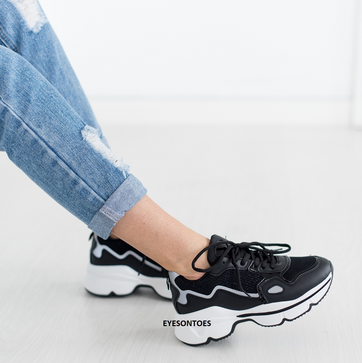 ZAPATILLAS DE MUJER CON CORDONES SUELA GRUESA CORRER DEPORTE GIMNASIO ENTRENADORES TALLA - Imagen 4 de 22
