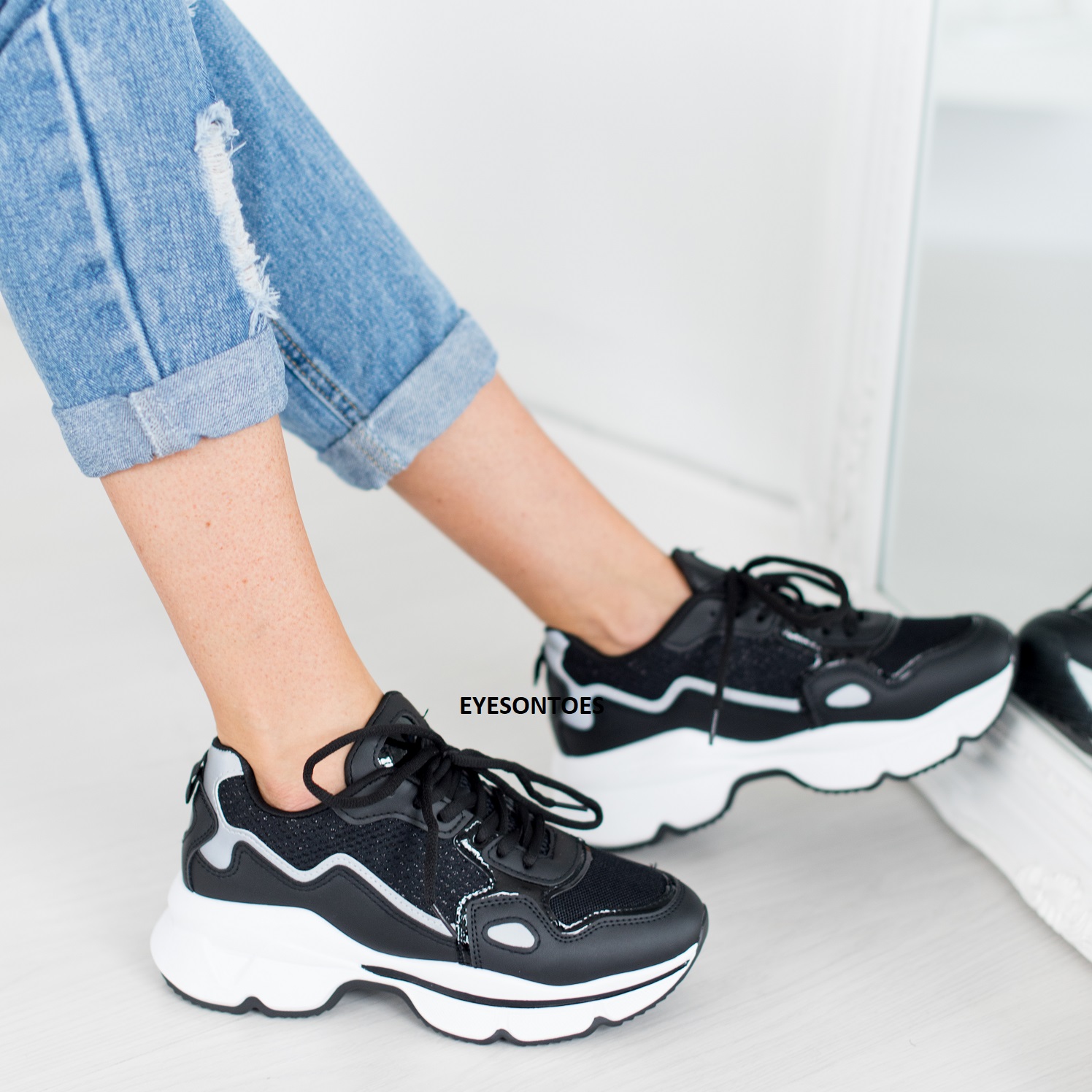 ZAPATILLAS DE MUJER CON CORDONES SUELA GRUESA CORRER DEPORTE GIMNASIO ENTRENADORES TALLA - Imagen 6 de 22
