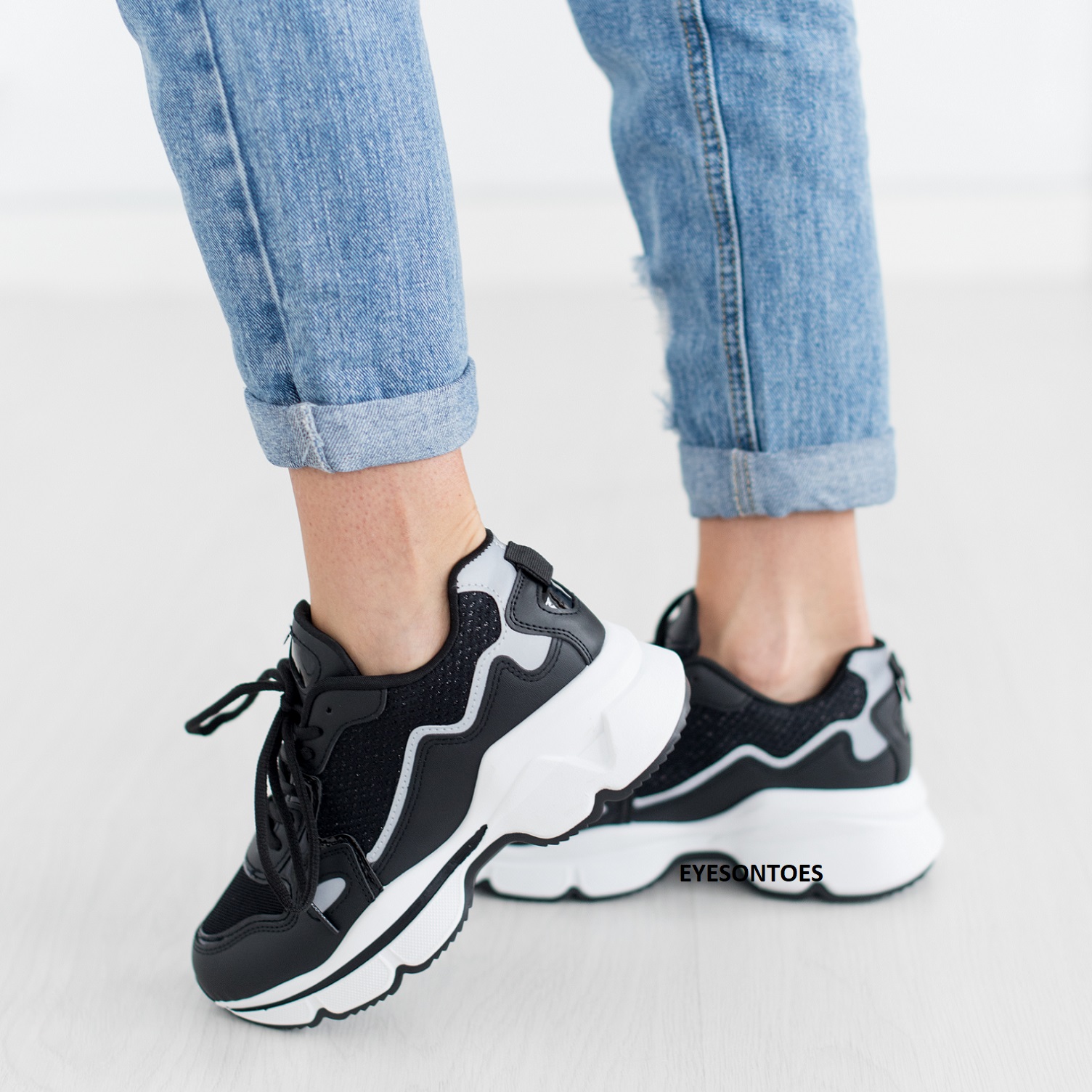 ZAPATILLAS DE MUJER CON CORDONES SUELA GRUESA CORRER DEPORTE GIMNASIO ENTRENADORES TALLA - Imagen 8 de 22