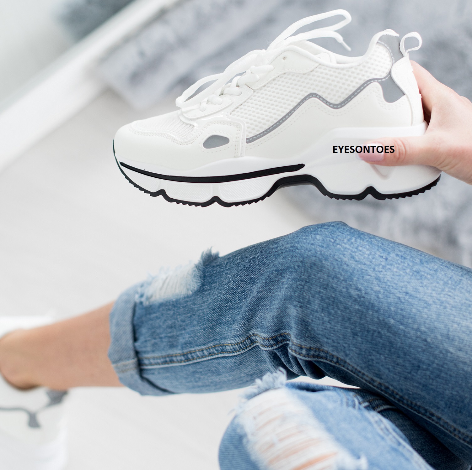 ZAPATILLAS DE MUJER CON CORDONES SUELA GRUESA CORRER DEPORTE GIMNASIO ENTRENADORES TALLA - Imagen 21 de 22